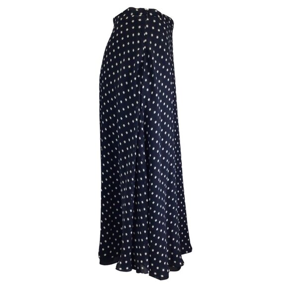 CHRISTIAN DIOR NAVY BLUE STAR PRINT SILK MIDI SKIRT - Picture 2 of 5